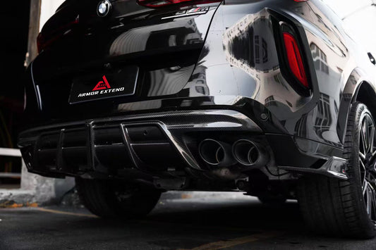 BMW X5M X5MC F95 & X6M X6MC F96 (Fits Both Pre-LCI & LCI) 2020 2021 2022 2023 2024 With Aftermarket Parts - AE V2 Style Rear Diffuser & Canards Pre-preg Carbon Fiber from ArmorExtend