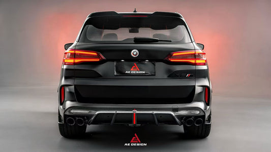 BMW X5M X5MC F95 (Fits Both Pre-LCI & LCI) 2020 2021 2022 2023 2024 & X6M X6MC F96 (Fits Both Pre-LCI & LCI) 2020 2021 2022 2023 2024 with Aftermarket Parts - AE Style Rear Diffuser & Canards Pre-preg Carbon Fiber from ArmorExtend