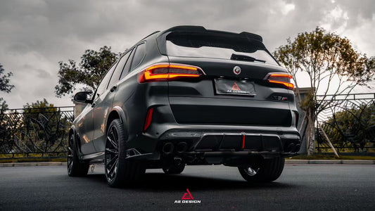 BMW X5M X5MC F95 (Fits Both Pre-LCI & LCI) 2020 2021 2022 2023 2024 & X6M X6MC F96 (Fits Both Pre-LCI & LCI) 2020 2021 2022 2023 2024 with Aftermarket Parts - AE Style Rear Diffuser & Canards Pre-preg Carbon Fiber from ArmorExtend