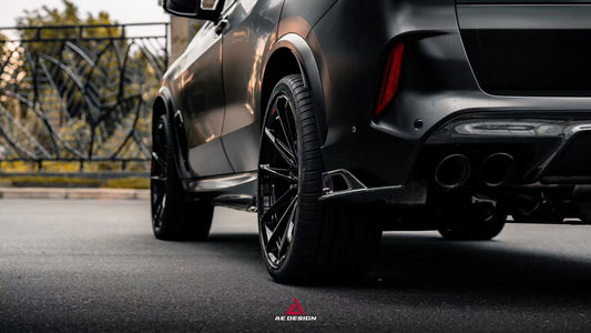 BMW X5M X5MC F95 (Fits Both Pre-LCI & LCI) 2020 2021 2022 2023 2024 & X6M X6MC F96 (Fits Both Pre-LCI & LCI) 2020 2021 2022 2023 2024 with Aftermarket Parts - AE Style Rear Diffuser & Canards Pre-preg Carbon Fiber from ArmorExtend