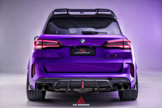 BMW X5M X5MC F95 (Fits Both Pre-LCI & LCI) 2020 2021 2022 2023 2024 & X6M X6MC F96 (Fits Both Pre-LCI & LCI) 2020 2021 2022 2023 2024 with Aftermarket Parts - AE Style Rear Diffuser & Canards Pre-preg Carbon Fiber from ArmorExtend