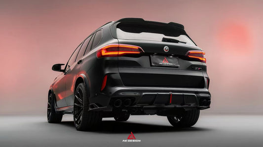 BMW X5M X5MC F95 (Fits Both Pre-LCI & LCI) 2020 2021 2022 2023 2024 & X6M X6MC F96 (Fits Both Pre-LCI & LCI) 2020 2021 2022 2023 2024 with Aftermarket Parts - AE Style Rear Diffuser & Canards Pre-preg Carbon Fiber from ArmorExtend