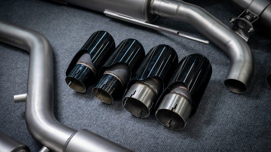 BMW X5M X5MC F95 & X6M X6MC F96 Pre-LCI 2020 2021 2022 2023 with Aftermarket Parts - Catback Exhaust Quadtips with Valve Stainless Steel / Titanium from ArmorExtend