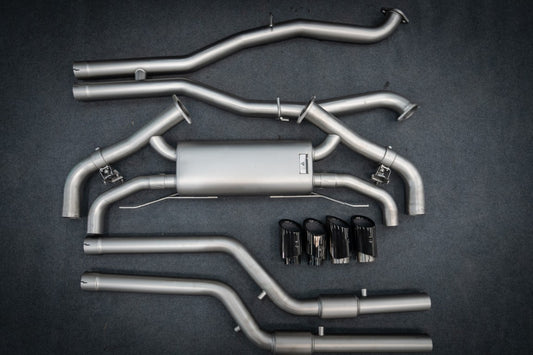 BMW X5M X5MC F95 & X6M X6MC F96 Pre-LCI 2020 2021 2022 2023 with Aftermarket Parts - Catback Exhaust Quadtips with Valve Stainless Steel / Titanium from ArmorExtend