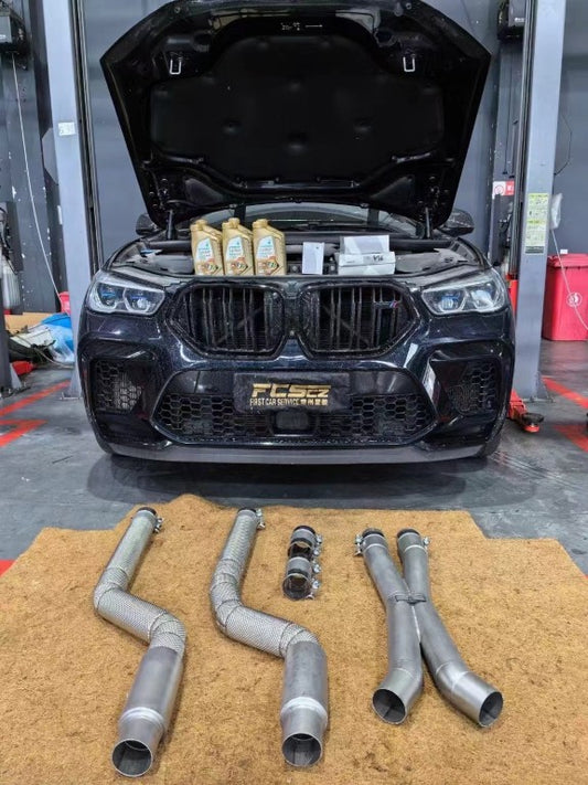 BMW X5M X5MC F95 & X6M X6MC F96 LCI 2024-ON with Aftermarket Parts - Midpipe Exhaust Stainless Steel / Titanium from ArmorExtend