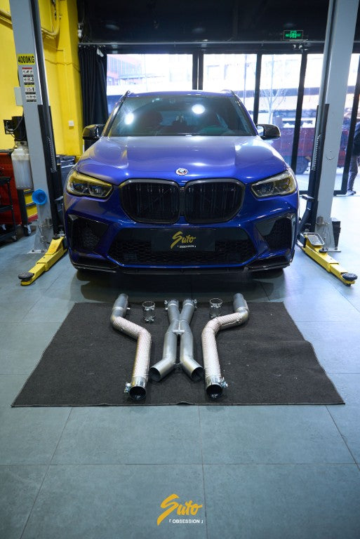 BMW X5M X5MC F95 & X6M X6MC F96 LCI 2024-ON with Aftermarket Parts - Midpipe Exhaust Stainless Steel / Titanium from ArmorExtend
