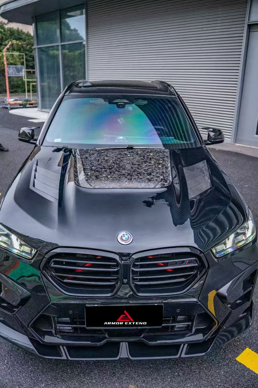 BMW X5 G05 & X5M X5MC F95 (Fits Both Pre-LCI & LCI) 2020 2021 2022 2023 2024 X6 G06 & X6M X6MC F96 (Fits Both Pre-LCI & LCI) 2020 2021 2022 2023 2024 with Aftermarket Parts - AE Style Hood Carbon Fiber from ArmorExtend
