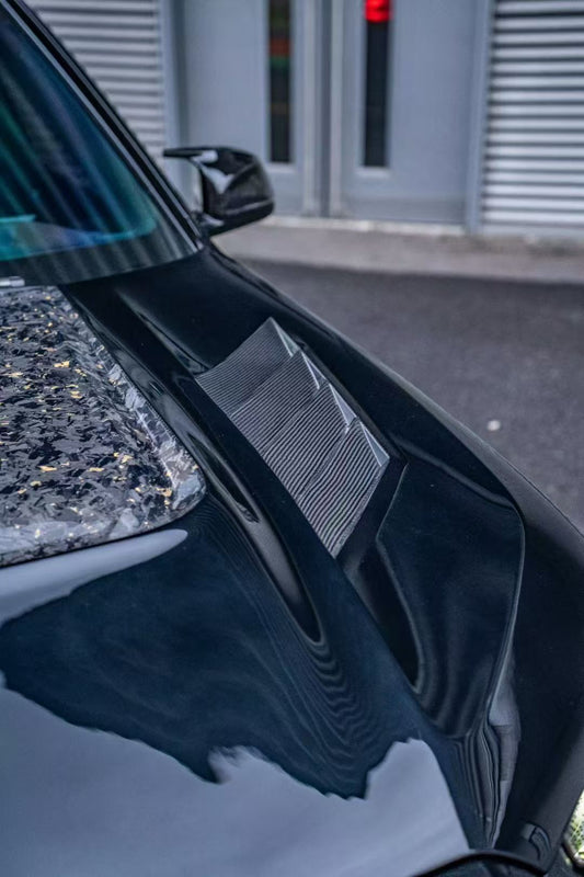 BMW X5 G05 & X5M X5MC F95 (Fits Both Pre-LCI & LCI) 2020 2021 2022 2023 2024 X6 G06 & X6M X6MC F96 (Fits Both Pre-LCI & LCI) 2020 2021 2022 2023 2024 with Aftermarket Parts - AE Style Hood Carbon Fiber from ArmorExtend