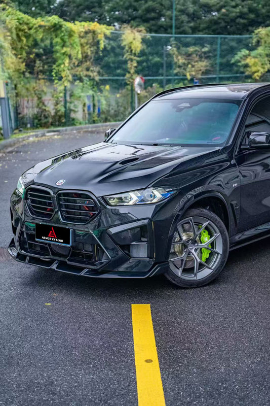 BMW X5 G05 & X5M X5MC F95 (Fits Both Pre-LCI & LCI) 2020 2021 2022 2023 2024 X6 G06 & X6M X6MC F96 (Fits Both Pre-LCI & LCI) 2020 2021 2022 2023 2024 with Aftermarket Parts - AE Style Hood Carbon Fiber from ArmorExtend