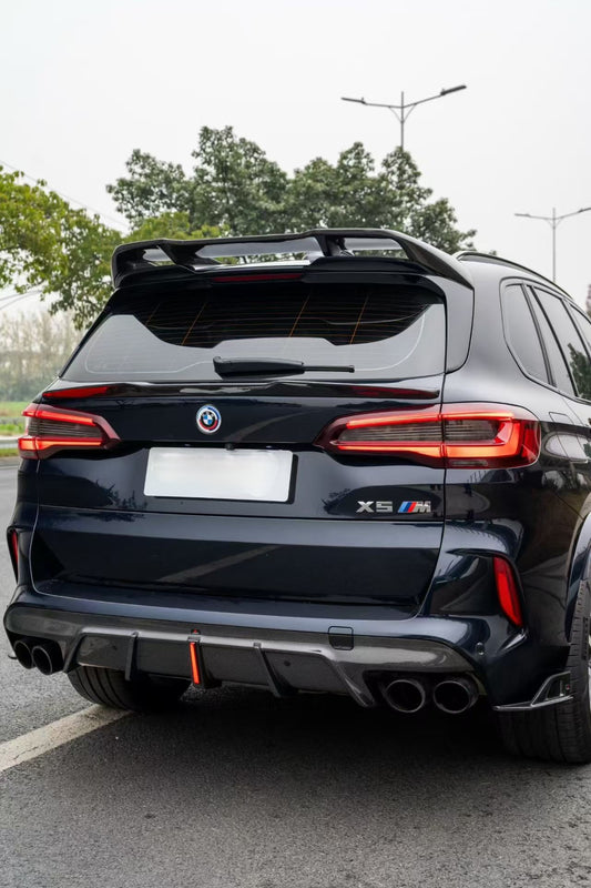 BMW X5M X5MC F95 (Fits Both Pre-LCI & LCI) 2020 2021 2022 2023 2024 & X6M X6MC F96 (Fits Both Pre-LCI & LCI) 2020 2021 2022 2023 2024 with Aftermarket Parts - AE Style Rear Diffuser & Canards Pre-preg Carbon Fiber from ArmorExtend