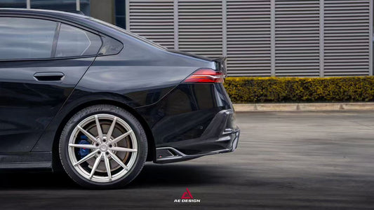 BMW i5 xDrive40 / eDrive40 (with M-package bumper, does not fit base mode) / M60 G60 G61 2024-ON & 5 Series 540i xDrive / 530i xDrive / 530i (with M-package bumper, does not fit base model) / 550e xDrive G60 G61 2024-ON with Aftermarket Parts - AE Design Rear Diffuser & Rear Canards Carbon Fiber from ArmorExtend