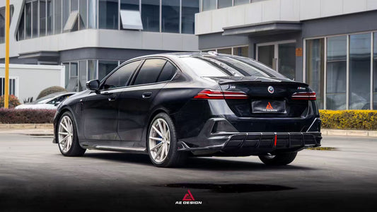 BMW i5 xDrive40 / eDrive40 (with M-package bumper, does not fit base mode) / M60 G60 G61 2024-ON & 5 Series 540i xDrive / 530i xDrive / 530i (with M-package bumper, does not fit base model) / 550e xDrive G60 G61 2024-ON with Aftermarket Parts - AE Design Rear Diffuser & Rear Canards Carbon Fiber from ArmorExtend