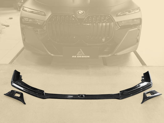 BMW i7 M70 / xDrive60 / eDrive50 G70 2023-ON & 7 Series 760i xDrive / 750e xDrive / 740i xDrive / 740i G70 2023-ON with Aftermarket Parts - AE Style Vacuumed Carbon Front Lip & side splitters from ArmorExtend