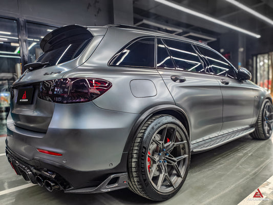 Mercedes Benz GLC43 AMG & GLC300 (with sport-package bumper, does not fit base model) W253 GLC & GLC Coupe 2020 2021 2022 2023 with Aftermarket Parts - AE Style Rear Diffuser & Canards Carbon Fiber from ArmorExtend