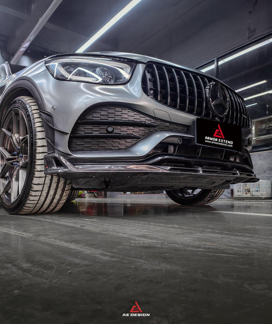 Mercedes Benz GLC43 AMG & GLC300 (with sport-package bumper, does not fit base model) W253 GLC & GLC Coupe 2020 2021 2022 2023 with Aftermarket Parts - AE Style Front Canards Pre-preg Carbon Fiber