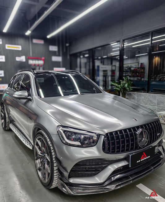Mercedes Benz GLC43 AMG & GLC300 (with sport-package bumper, does not fit base model) W253 GLC & GLC Coupe 2020 2021 2022 2023 with Aftermarket Parts - AE Style Front Lip Pre-preg Carbon Fiber from ArmorExtend