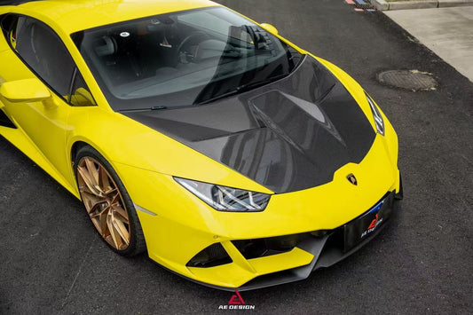 Lamborghini Huracan LP580 LP610 Evo RWD AWD Tecnica Performante 2015 2016 2017 2018 2019 2020 2021 2022 2023 2024 with Aftermarket Parts - Hood Pre-preg Carbon Fiber from ArmorExtend