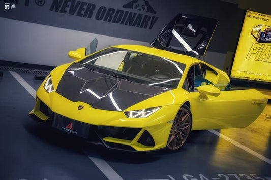 Lamborghini Huracan LP580 LP610 Evo RWD AWD Tecnica Performante 2015 2016 2017 2018 2019 2020 2021 2022 2023 2024 with Aftermarket Parts - Hood Pre-preg Carbon Fiber from ArmorExtend