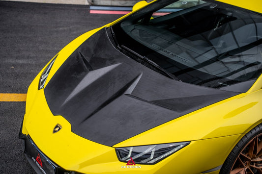 Lamborghini Huracan LP580 LP610 Evo RWD AWD Tecnica Performante 2015 2016 2017 2018 2019 2020 2021 2022 2023 2024 with Aftermarket Parts - Hood Pre-preg Carbon Fiber from ArmorExtend