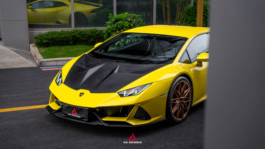 Lamborghini Huracan LP580 LP610 Evo RWD AWD Tecnica Performante 2015 2016 2017 2018 2019 2020 2021 2022 2023 2024 with Aftermarket Parts - Hood Pre-preg Carbon Fiber from ArmorExtend