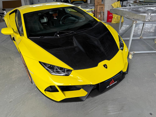 Lamborghini Huracan LP580 LP610 Evo RWD AWD Tecnica Performante 2015 2016 2017 2018 2019 2020 2021 2022 2023 2024 with Aftermarket Parts - Hood Pre-preg Carbon Fiber from ArmorExtend