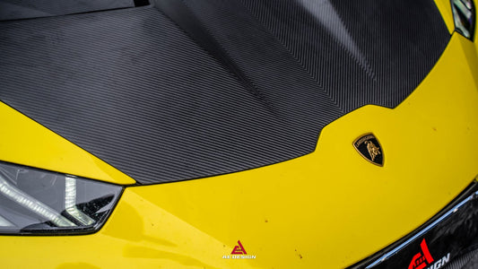 Lamborghini Huracan LP580 LP610 Evo RWD AWD Tecnica Performante 2015 2016 2017 2018 2019 2020 2021 2022 2023 2024 with Aftermarket Parts - Hood Pre-preg Carbon Fiber from ArmorExtend