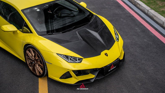 Lamborghini Huracan LP580 LP610 Evo RWD AWD Tecnica Performante 2015 2016 2017 2018 2019 2020 2021 2022 2023 2024 with Aftermarket Parts - Hood Pre-preg Carbon Fiber from ArmorExtend