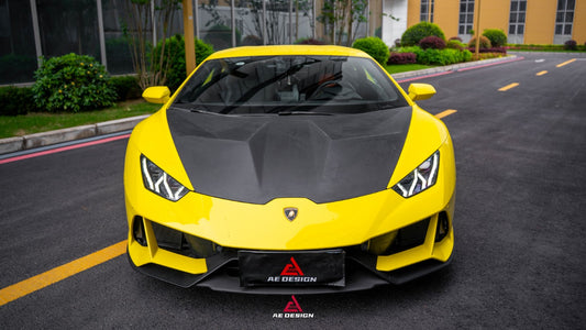 Lamborghini Huracan LP580 LP610 Evo RWD AWD Tecnica Performante 2015 2016 2017 2018 2019 2020 2021 2022 2023 2024 with Aftermarket Parts - Hood Pre-preg Carbon Fiber from ArmorExtend