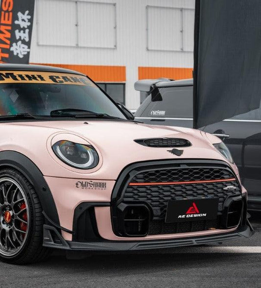 MINI Cooper JCW (John Cooper Works) F56 LCI 2022 2023 2024 with Aftermarket Parts - AE Style Front Lip Carbon Fiber from ArmorExtend