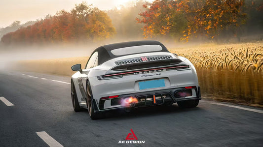 Porsche 911 992 Carrera/4/S/4S (Fits Aero Kit / Sport Package Only) 2020-ON with Aftermarket Parts - AE Style Rear Diffuser & Canards Pre-preg Carbon Fiber from ArmorExtend