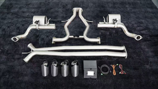 Porsche Panamera 976 E-Hybird 2024-ON with Aftermarket Parts - Catback Exhaust Quadtips with Valve Stainless Steel / Titanium from ArmorExtend