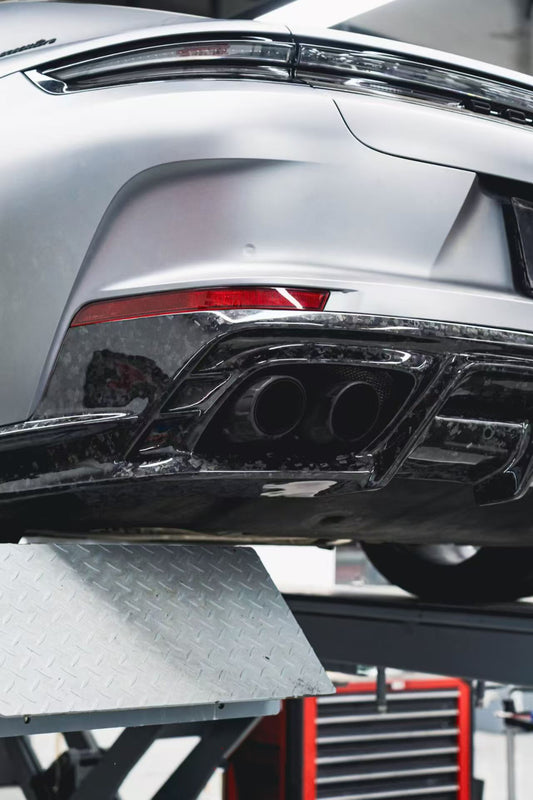 Porsche Panamera 976 Base 4 4S E-Hybird GTS Turbo 2024-ON with Aftermarket Parts - AE Desgin ART Rear Diffuser Carbon Fiber from ArmorExtend