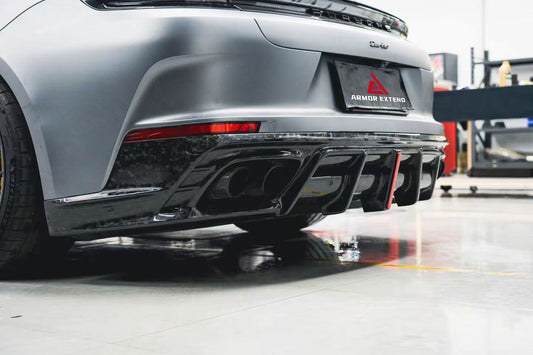 Porsche Panamera 976 Base 4 4S E-Hybird GTS Turbo 2024-ON with Aftermarket Parts - AE Desgin ART Rear Diffuser Carbon Fiber from ArmorExtend