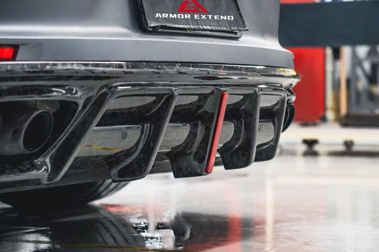 Porsche Panamera 976 Base 4 4S E-Hybird GTS Turbo 2024-ON with Aftermarket Parts - AE Desgin ART Rear Diffuser Carbon Fiber from ArmorExtend
