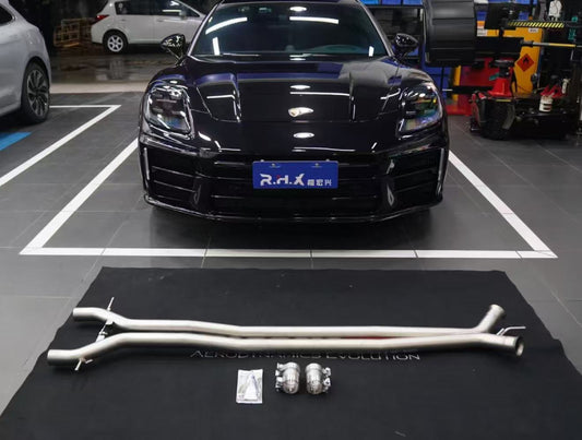 Porsche Panamera 976 E-Hybird 2024-ON with Aftermarket Parts - Midpipe Exhaust Stainless Steel / Titanium from ArmorExtend