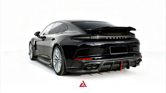 Porsche Panamera 976 Base 4 4S E-Hybird GTS Turbo 2024-ON with Aftermarket Parts - AE Desgin ART Side Skirts Dry Pre-preg Carbon Fiber from ArmorExtend
