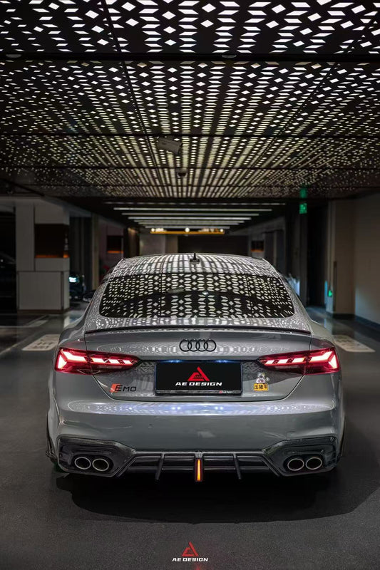 Audi S5 A5 (with s-line bumper, does not base model) B9.5 2020 2021 2022 2023 2024 with Aftermarket Parts - AE Rear Diffuser & Canards Carbon Fiber from ArmorExtend