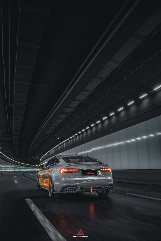 Audi S5 A5 (with s-line bumper, does not base model) B9.5 2020 2021 2022 2023 2024 with Aftermarket Parts - AE Rear Diffuser & Canards Carbon Fiber from ArmorExtend