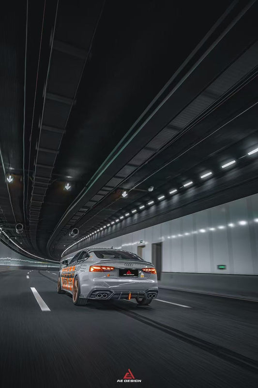 Audi S5 A5 (with s-line bumper, does not base model) B9.5 2020 2021 2022 2023 2024 with Aftermarket Parts - AE Rear Diffuser & Canards Carbon Fiber from ArmorExtend