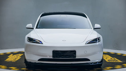Tesla Model 3 Highland 2024-ON with Aftermarket Parts - V2 Front Lip Dry Pre-preg Carbon Fiber from ArmorExtend