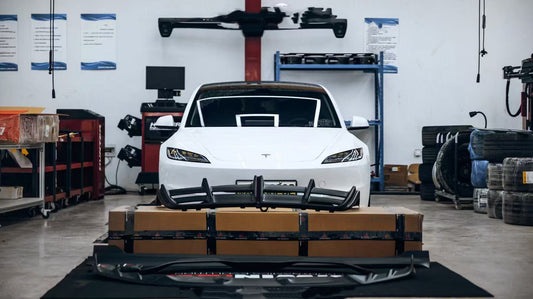 Tesla Model 3 Highland 2024-ON with Aftermarket Parts - V2 Front Lip Dry Pre-preg Carbon Fiber from ArmorExtend