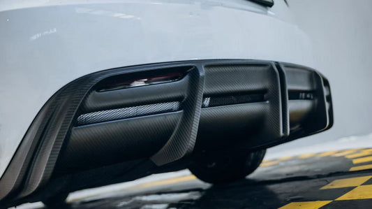 Tesla Model 3 Highland / Performance 2024-ON with Aftermarket Parts - V2 Rear Diffuser Dry Pre-preg Carbon Fiber from ArmorExtend