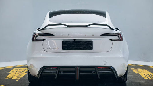 Tesla Model 3 Highland / Performance 2024-ON with Aftermarket Parts - V2 Rear Lip Spoiler Dry Pre-preg Carbon Fiber from ArmorExtend