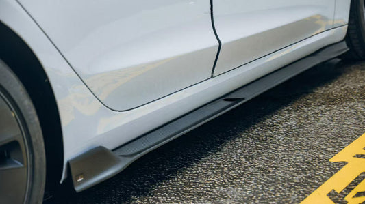 Tesla Model 3 Highland / Performance 2024-ON with Aftermarket Parts - V2 Side Skirts Dry Pre-preg Carbon Fiber from ArmorExtend