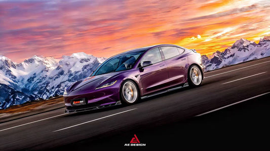 Tesla Model 3 Highland 2024-ON with Aftermarket Parts - V2 Front Lip Dry Pre-preg Carbon Fiber from ArmorExtend