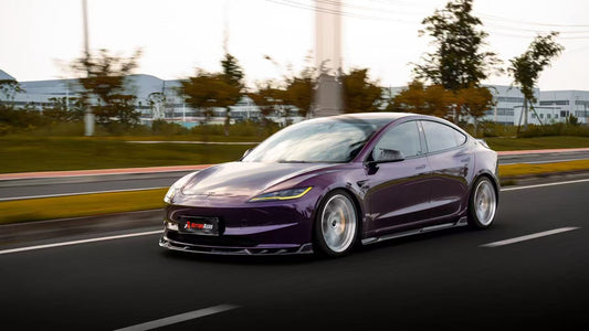 Tesla Model 3 Highland 2024-ON with Aftermarket Parts - V2 Front Lip Dry Pre-preg Carbon Fiber from ArmorExtend