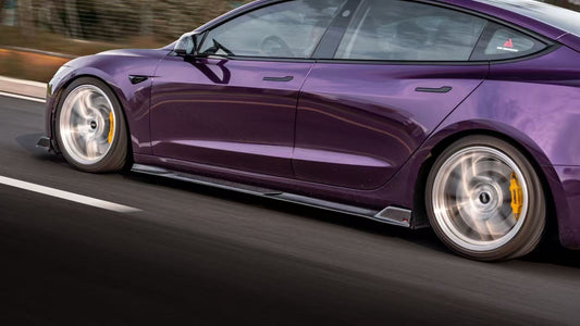 Tesla Model 3 Highland / Performance 2024-ON with Aftermarket Parts - V2 Side Skirts Dry Pre-preg Carbon Fiber from ArmorExtend