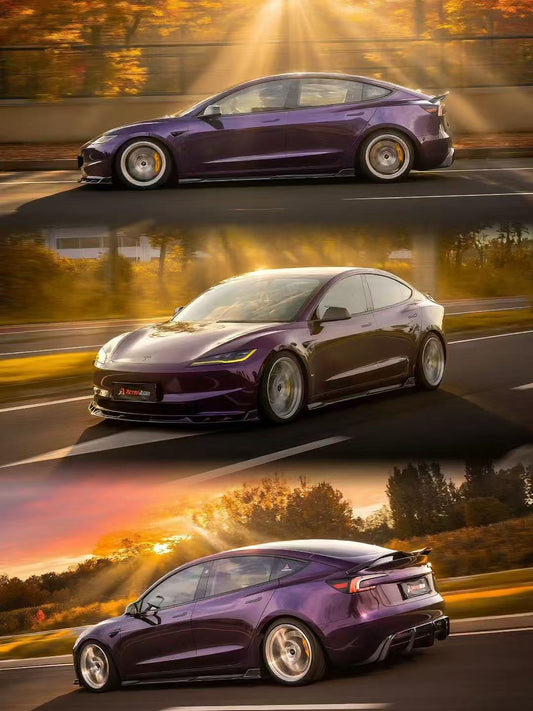 Tesla Model 3 Highland / Performance 2024-ON with Aftermarket Parts - V2 Side Skirts Dry Pre-preg Carbon Fiber from ArmorExtend