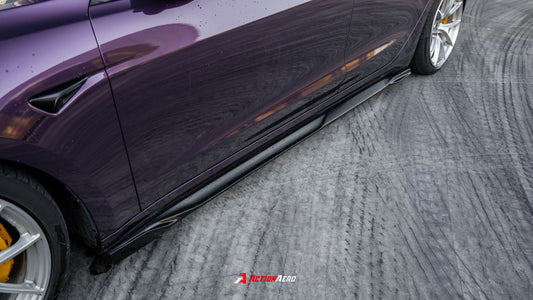 Tesla Model 3 Highland / Performance 2024-ON with Aftermarket Parts - Action Aero Series Side Skirts Dry Pre-preg Carbon Fiber / ABS from ArmorExtend