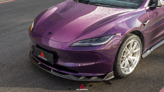 Tesla Model 3 Highland 2024-ON with Aftermarket Parts - Front Lip Dry Pre-preg Carbon Fiber from ArmorExtend